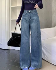 工裝深刷色牛仔寬褲