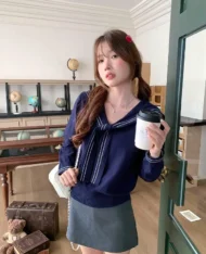 海軍風領結披肩上衣 - Image 2