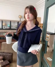 海軍風領結披肩上衣