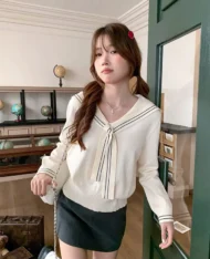 海軍風領結披肩上衣 - Image 5