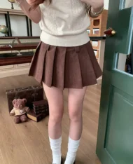 燈芯絨百褶迷你裙 - Image 2