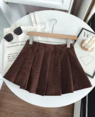 燈芯絨百褶迷你裙 - Image 5