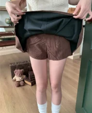 燈芯絨百褶迷你裙 - Image 3