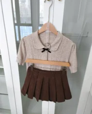 燈芯絨百褶迷你裙 - Image 9