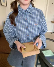 腊肠狗刺繡格紋襯衫 - Image 2