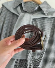 披肩連帽+格紋連身裙+附送腰帶 三件套Set - Image 10