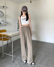 雙釦垂墜感西裝寬褲 - Image 5