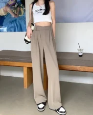 雙釦垂墜感西裝寬褲 - Image 4