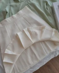 奶杏高腰百褶裙 - Image 9