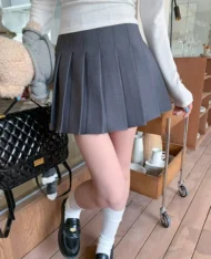 高腰A百褶迷你裙 - Image 3