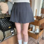 高腰A百褶迷你裙