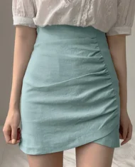 精緻女孩抓皺高腰裙 - Image 3