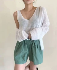 微透視鏤空針織外套+背心兩件套 - Image 3