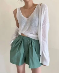 微透視鏤空針織外套+背心兩件套 - Image 2