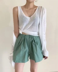 微透視鏤空針織外套+背心兩件套