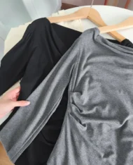 斜肩上衣+鬆緊腰長裙兩件式套裝Set - Image 14