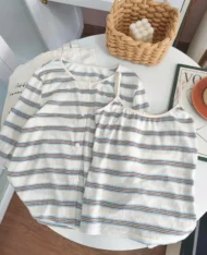 撞色條紋背心+外套兩件套Set - Image 13