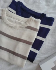 條紋撞色針織上衣 - Image 4