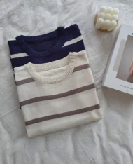 條紋撞色針織上衣 - Image 3