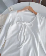 蕾絲領蝴蝶結上衣 - Image 6