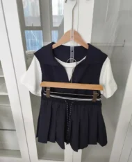 學院風假兩件拼色上衣 - Image 10