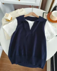 學院風假兩件拼色上衣 - Image 6