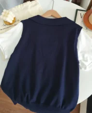 學院風假兩件拼色上衣 - Image 8