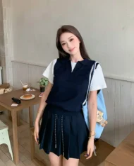 學院風假兩件拼色上衣