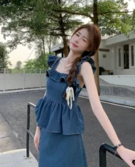 高腰牛仔半長裙 - Image 2