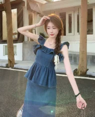 蕾絲花邊娃娃牛仔上衣 - Image 3