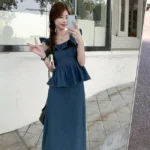 高腰牛仔半長裙