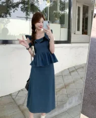 高腰牛仔半長裙