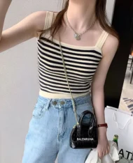 夏日清爽撞色條紋針織背心 - Image 2