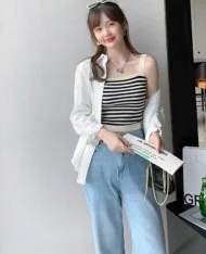 夏日清爽撞色條紋針織背心 - Image 4