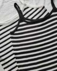 夏日清爽細肩帶條紋拼色背心 - Image 4