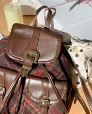 英倫風格紋雙肩包 - Image 3