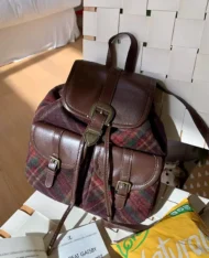 英倫風格紋雙肩包 - Image 2