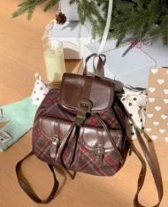 英倫風格紋雙肩包