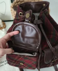 英倫風格紋雙肩包 - Image 9