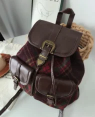 英倫風格紋雙肩包 - Image 7