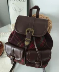 英倫風格紋雙肩包 - Image 14