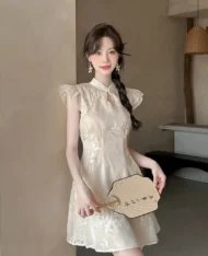 中式古典精緻刺繡連身裙 - Image 3