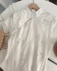 精緻緹花中式感連身裙 - Image 8