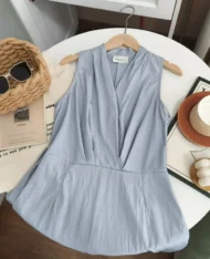 高雅V領側繫帶長連身裙 - Image 16