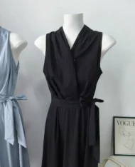 高雅V領側繫帶長連身裙 - Image 20