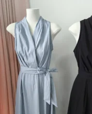 高雅V領側繫帶長連身裙 - Image 21