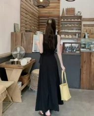 高雅V領側繫帶長連身裙 - Image 13