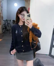 小熊刺繡麻花上衣外套 - Image 9