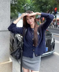 小熊刺繡麻花上衣外套 - Image 8