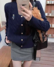 小熊刺繡麻花上衣外套 - Image 10